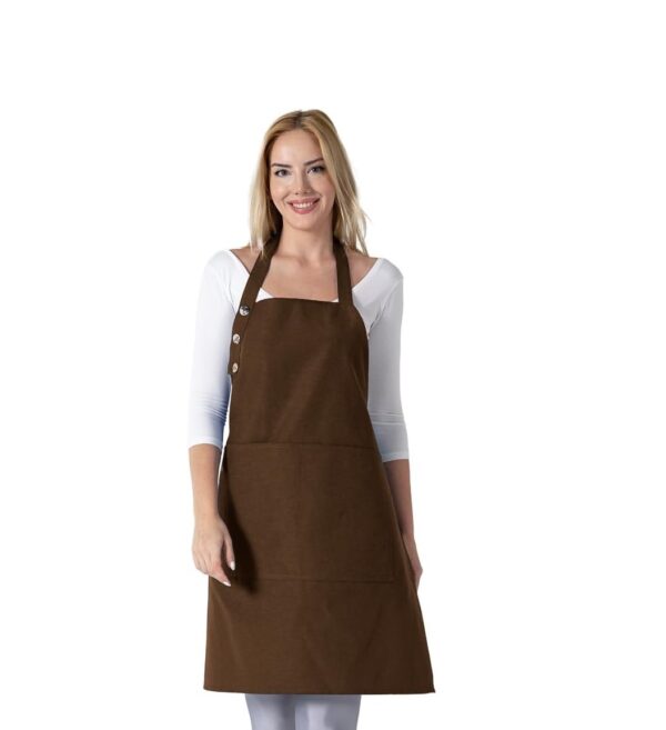 Broun Kitchen Apron Waterdrop Resistant Cotton Apron