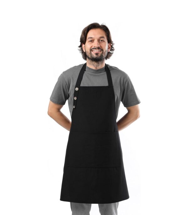 black Kitchen Apron Waterdrop Resistant Cotton Apron