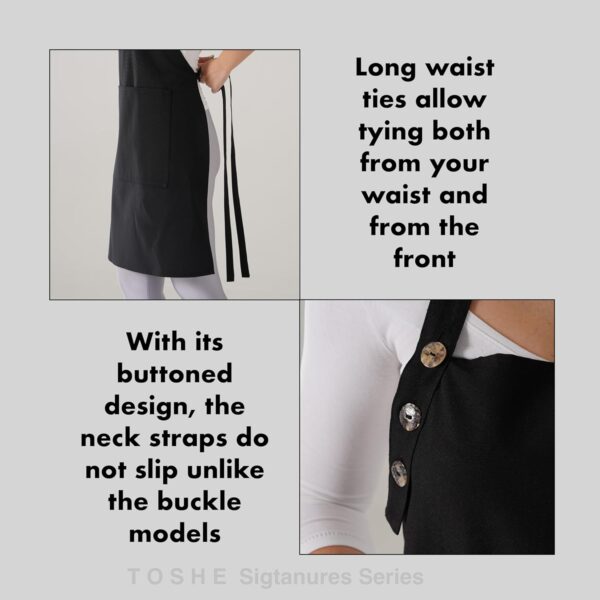 black Kitchen Apron Waterdrop Resistant Cotton Apron - Image 3