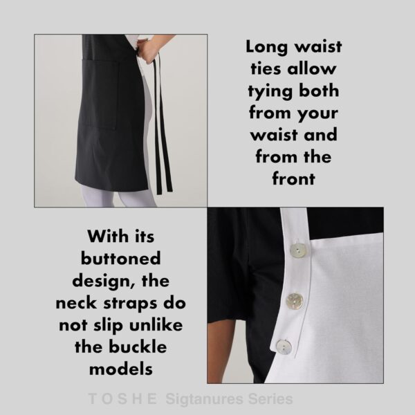 Off white Kitchen Apron Waterdrop Resistant Cotton Apron - Image 4