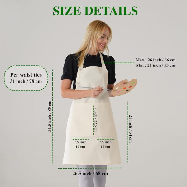 Off white Kitchen Apron Waterdrop Resistant Cotton Apron - Image 5