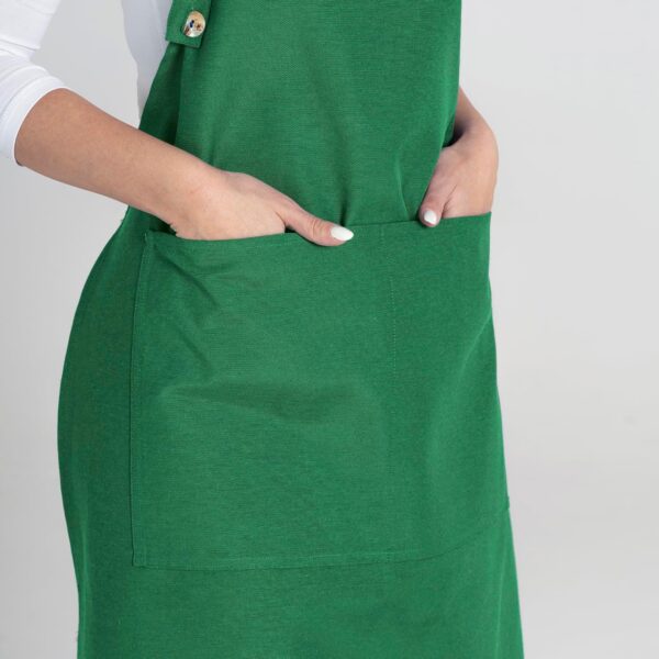 Green Kitchen Apron Waterdrop Resistant Cotton Apron - Image 7