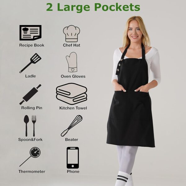 black Kitchen Apron Waterdrop Resistant Cotton Apron - Image 7