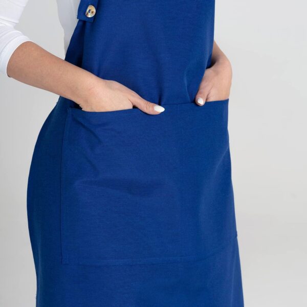 Blue Kitchen Apron Waterdrop Resistant Cotton Apron - Image 5