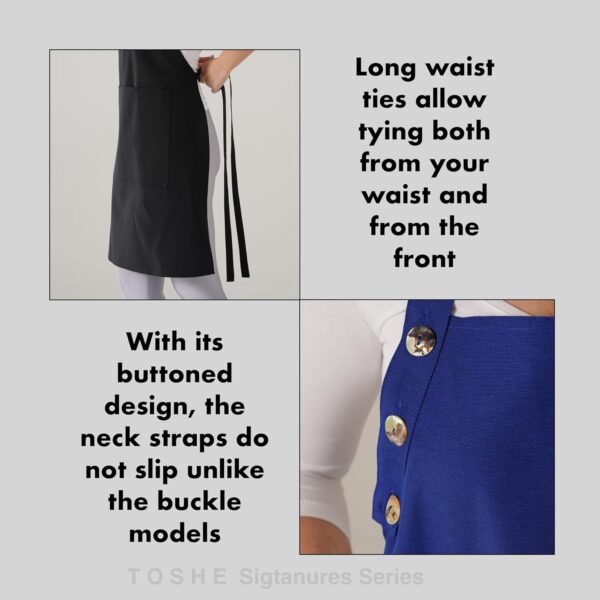 Blue Kitchen Apron Waterdrop Resistant Cotton Apron - Image 6